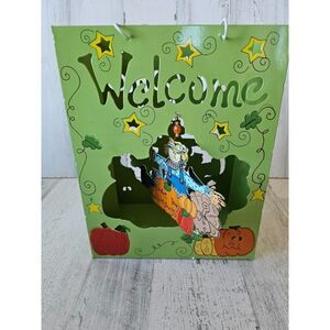 Metal scarecrow Thanksgiving bag decor fall tea light candle holder home